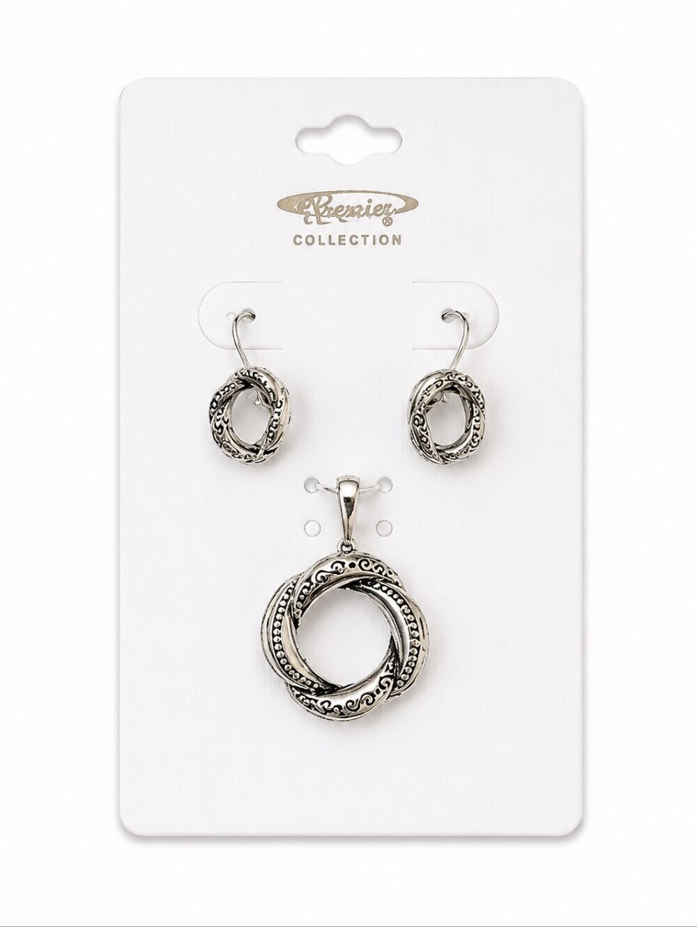 VTG Circle Knot Leverback Dangle Earrings and Pendant Set Deadstock